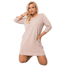 RELEVANCE Dámske plus size bavlnené šaty KARISSA svetlohnedé RV-SK-6847.59P_377200 Univerzálne