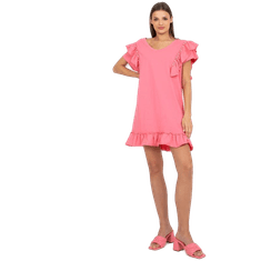 FANCY Dámske volánové šaty s aplikáciou KELL ružové FA-SK-7017.72P_386393 Univerzálne