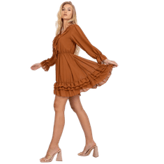 Och Bella Dámske šaty s dlhým rukávom Winona OCH BELLA Brown TW-SK-BI-0761.92_386000 Univerzálne