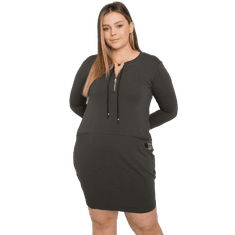 RELEVANCE Dámske plus size šaty s vreckami ALESSIA khaki RV-SK-7241.43_381269 Univerzálne