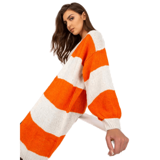 Och Bella Dámsky sveter pletený OCH BELLA ecru-oranžový TW-SW-BI-M3022.29X_390092 Univerzalne