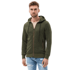 OMBRE Pánska mikina na zips ALBARIC olivová MDN120694 XL