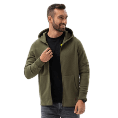 OMBRE Pánska mikina na zips CARL khaki MDN120776 L