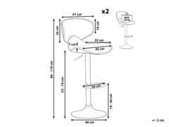 Beliani Sada 2 barových stoličiek s ekokože sivá CONWAY