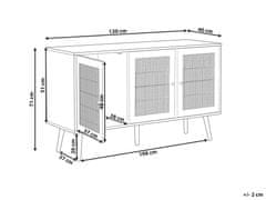 Beliani Ratanová 3-dverová komoda zo svetlého dreva PEROTE