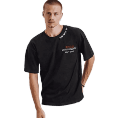 Dstreet Pánske tričko s potlačou a nášivkami čierne rx4608 L