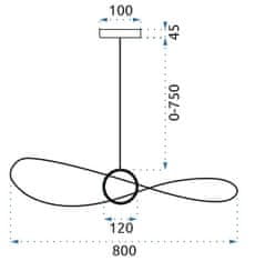 Tutumi Stropné svietidlo LED Aza 80 cm čierne