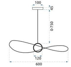 Tutumi Stropné svietidlo LED Aza 60 cm čierne