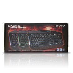 Crono CK2115 - herná klávesnica s 3 farbami podsvietenia, USB, CZ/SK, čierna