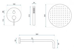 REA Lungo podomietkový sprchový set, zlatá brúsená + box REA-P4160 - Rea