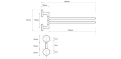 SAPHO , X-STEEL otočný držiak na uteráky dvojitý 420mm, brúsená nerez, XS405