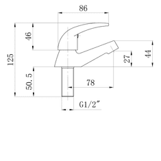 AQUALINE , Stojánkový pákový ventil 1/2´´, 79,5 mm, chróm, ZY12034