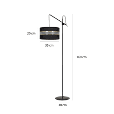 shumee Stojacia lampa KORNO LP1 BLACK 648/LP1 veľké čierno-zlaté tienidlo s nastaviteľnou výškou