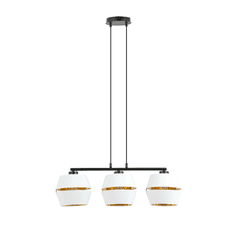 shumee Závesná lampa MALIA 3 WHITE/GOLD 1184/3 čierna s tienidlom zlatý stred