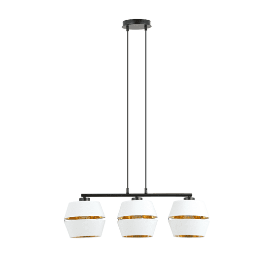 shumee Závesná lampa MALIA 3 WHITE/GOLD 1184/3 čierna s tienidlom zlatý stred