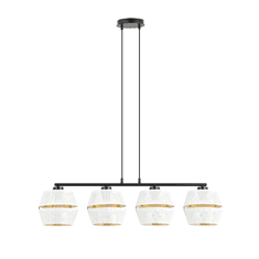 shumee Závesná lampa MALIA 4 WHITE/GOLD 1184/4 čierna s tienidlom zlatý stred