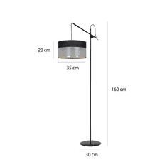 shumee Stojacia lampa MONOLIT LP1 BLACK 588/LP1 veľké čierne a zlaté tienidlo nastaviteľná výška