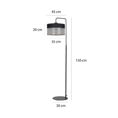 shumee Stojacia lampa MUTO LP1 BLACK 603/LP1 veľké elegantné čierne tienidlo