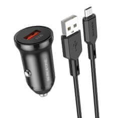 Borofone  BZ18 rýchla nabíjačka do auta vrátane dátového kábla microUSB 18W čierna