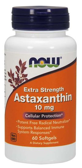 NOW Foods Astaxantín, 10 mg, 60 softgel kapsúl