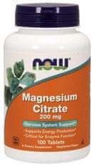 NOW Foods Magnesium Citrate (horčík citrát), 200 mg, 100 tabliet