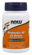 NOW Foods Probiotic-10, probiotiká, 25 miliárd živých zárodkov, 10 kmeňov, 50 rastlinných kapsúl
