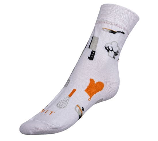 Ponožky Kuchár - 35-38 - biela, šedá, oranžová