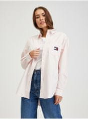 Tommy Jeans Svetloružová dámska oversize košeľa Tommy Jeans Badge Boyfriend L