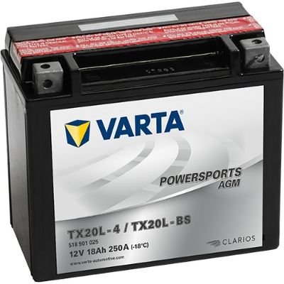 VARTA motobatéria, AGM, 12V, 18AH, 250A, 518 90 102, TX20L-BS