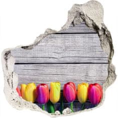 Wallmuralia.sk Nálepka 3D diera Tulipány na drevo 100x100 cm