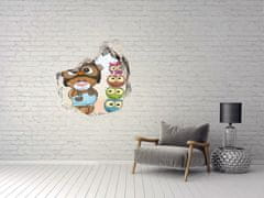 Wallmuralia.sk Diera 3D fototapety na stenu Medveď a owl 125x125 cm