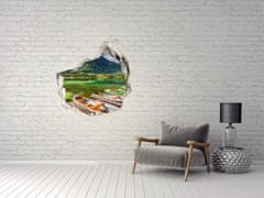Wallmuralia.sk Diera 3D v stene na stenu Lode na jazere 75x75 cm