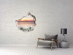 Wallmuralia.sk Díra 3D ve zdi nálepka Lake západ 75x75 cm