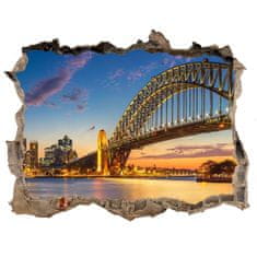 Wallmuralia.sk Díra 3D ve zdi nálepka Sydney panorama 168x113 cm