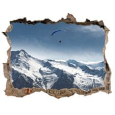 Wallmuralia.sk Díra 3D ve zdi nálepka Paragliding alps 120x81 cm