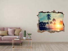 Wallmuralia.sk Díra 3D ve zdi nálepka Sunset palm 120x81 cm