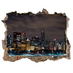 Wallmuralia.sk Fototapeta díra na zeď 3D Chicago v noci 95x64 cm