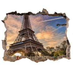 Wallmuralia.sk Fototapeta díra na zeď 3D Eiffelova veža v paríži 95x64 cm