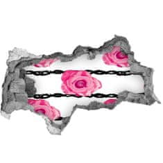 Wallmuralia.sk Nálepka 3D diera samolepiaca Tehla roses 115x88 cm
