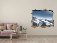 Wallmuralia.sk Díra 3D ve zdi nálepka Paragliding alps 120x81 cm