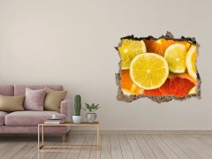Wallmuralia.sk Nálepka 3D díra na zeď Citrusové ovocie 95x64 cm