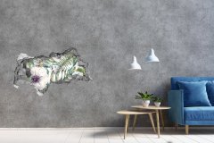 Wallmuralia.sk Nálepka 3D diera na stenu Paprade a kvety 95x73 cm