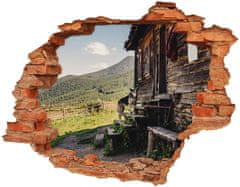 Wallmuralia.sk Nálepka diera na stenu Drevený horský dom 120x93 cm