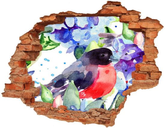 Wallmuralia.sk Diera 3D v stene nálepka Bird a kvety