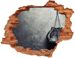 Wallmuralia.sk Diera 3D v stene na stenu Boxerské rukavice 90x70 cm
