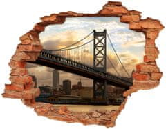 Wallmuralia.sk Diera 3D v stene na stenu Bridge philadelphia 148x115 cm