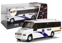 Lean-toys Policajný autobus biely so zvukom ťahania