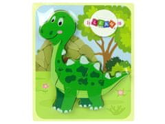 Lean-toys Drevené puzzle Dinosaurus Isanosaurus Tyranosaurus Green