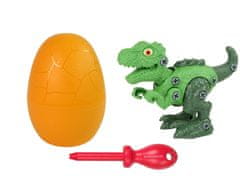 Lean-toys Sada dinosaura Tyranosaura Rexa s vajíčkom DIY skrutkovač zelený