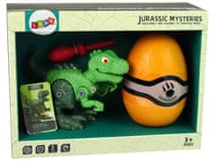 Lean-toys Sada dinosaura Tyranosaura Rexa s vajíčkom DIY skrutkovač zelený